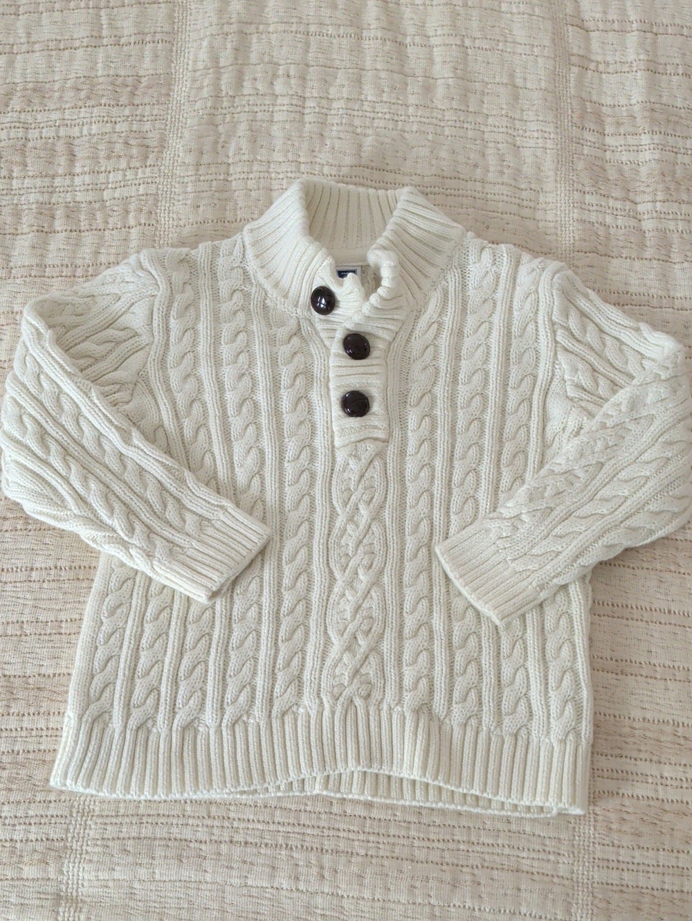 Janie and Jack Cream Cable-Knit Zip-Style Sweater
